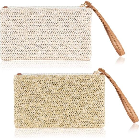Handbags - Frienda 2 Pieces Straw Clutch Purse Straw Handbag for Women Summer Beach Bag